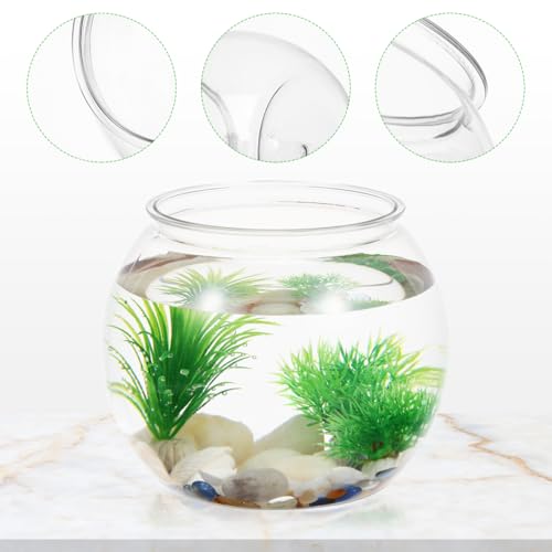POPETPOP Plastic Aquarium Betta Fish Tank 1 Gallon Clear Goldfish Bowl Unbreakable Round Fish Vases Bowl for Home décor Wedding Event Party Goldfish Lovers