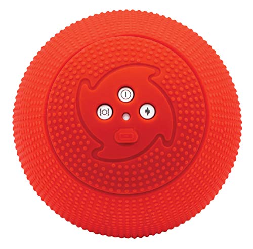 Heating Vibrating Massage Ball Roller for Deep Tissue Muscle Recovery Therapy and Pain Relief w/Heat + 4 Speed Vibration - color: Red