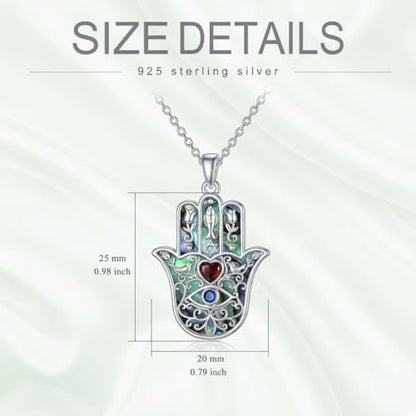 PROESS 925 Sterling Silver Hamsa/Allah Necklace Evil Eye Amulet Jewelry Gifts for Men Women - style: Hamsa Fish and Bird