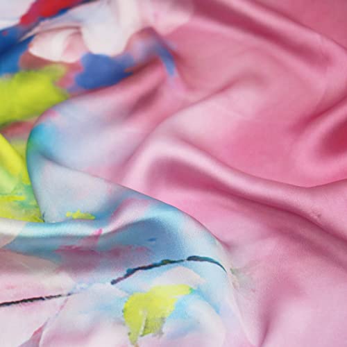 100% Mulberry Silk Scarf-Printed or Solid Color 35” Square Large Silk Hair Head Wrap Scarf With Gift Box Package - color: E Pattern: Aesthetic Butterfly Orchid