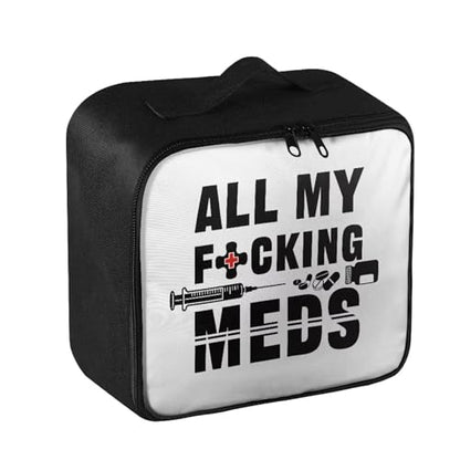 Gomyblomy Custom First Aid Kit for Home Cars All May Fucking Meds Print Customized First Aid Kit Bag Empty Medical Supplies Pouch Personalized Medicine Bag Add Your Image Color - color: All My Fucking Med Custom Print