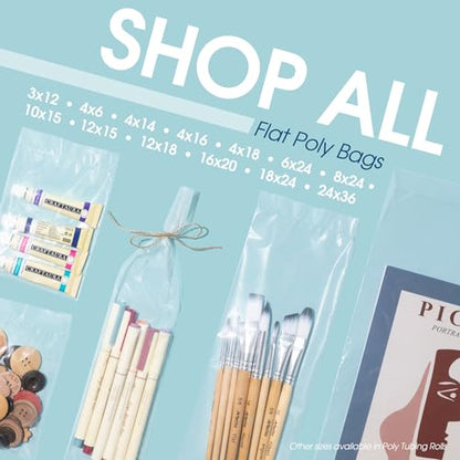 4" X 16" Open-End Flat Poly Bags (1000 Count) - 2 Mil Clear | Heat-Sealable Plastic Bags for Packaging, Shipping, Storage - No Adhesive Strip - Spartan Industrial - size: 4" X 16"