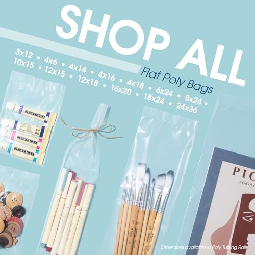 6" X 24" Open-End Flat Poly Bags (1000 Count) - 2 Mil Clear | Heat-Sealable Plastic Bags for Packaging, Shipping, Storage - No Adhesive Strip - Spartan Industrial - size: 6" X 24"