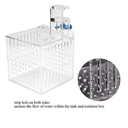 Acrylic Fish Isolation Box, Aquarium Isolation Box for New Fish Acclimation, Multifunctional Transparent Fish Tank Divider with Adjustable Bracket for Open or Pull - Bar