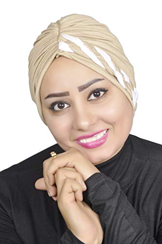 AL AMIRA Stretch Turban Headwrap for Women – Soft Hijab Cap - color: Beige