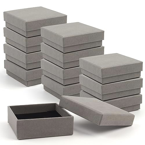 Coobbar Gift Box Necklace Earring Ring Box Gift Box,12 Pieces Square Cardboard Jewelry Gift Boxes,Cotton Filled Cardboard Paper Jewelry Box Gift Case (3.5x3.5x1.25 Inches) (Gray) - color: Gray