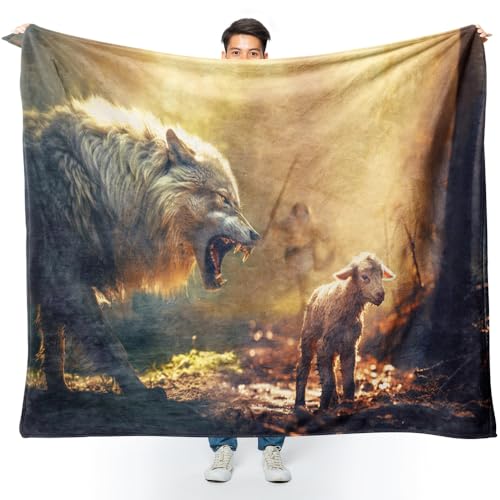 Jesus Blanket: Christian Gifts for Men & Women - Ultra Soft Cozy Fleece Throw Blanket for Adults - Jesus & Lamb Art Pictures - Couch, Sofa, Bed - 30"x40" - color: A001 Jesus and Lamb Blankts, size: 30"W X40"L (76X102CM)