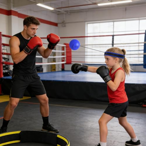 Boxing Reflex Ball Multifunctional Fun Effective Reaction Training | Kids Beginners Punching Headband for Adults Enthusiasts Families Friends Amateurs Lovers Fun Sports Activities - color: Blue ball