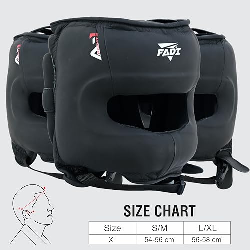 A1 Boxing Sparring Headgear – Face Saver Head Guard with Nose Protection, Cowhide Leather Boxing Headgear for MMA, Muay Thai & Kickboxing Training - color: Black, size: Small-Medium
