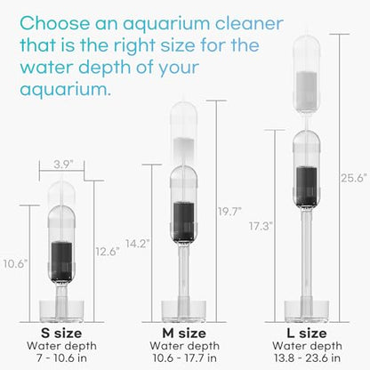 Aquarium Cleaner 2in1 Replacement Pipe Set – Large (Water Depth 13.8–23.6 in) | Compatible with V1 & V2 | for Water Depth Conversion - size: Large