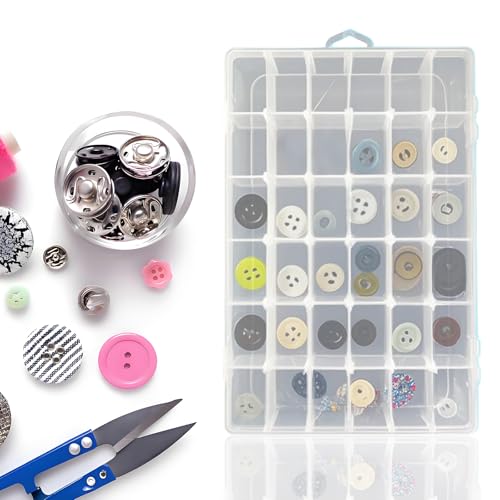 Guyuyii 2 Pack Bead Storage Containers with 36 Grids Adjustable Dividers | for Jewelry Making, Craft Organization, Diamond Painting, Compatible with Beads, Earrings, Small Hardware, Clear - size: 2 Pack 36 Compartments