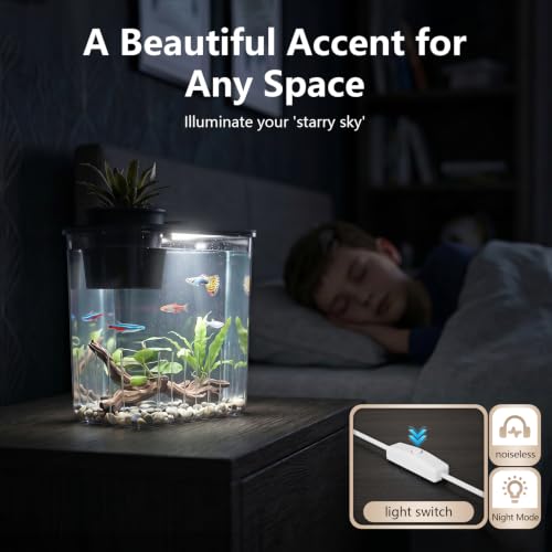 0.8 Gallon Betta Fish Tank Aquarium Starter Kit with Light and Lid(Black) | Premium Acrylic Aquarium with Light and Lid, Crystal Clear Starter Kit for Betta Fish, Shrimp, Snails and Small Fish - color: Black, size: 0.8 Gallon