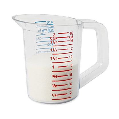 Rubbermaid Commercial Products Bouncer Clear Measuring Cup, 2-Cup/0.5-Quart, Clear, Strong Food Grade, Easy Read for Liquid/Dry Ingredients, for Home/Professional Kitchen (Pack of 6) - size: 1/2 Qt (Pack of 6)