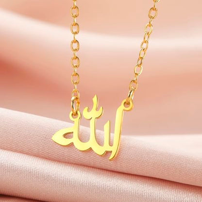 UNIFT Islamic Muslim Allah Layered Necklaces For Women Stainless Steel Charm Water Drop Heart Shape Allah Pendant Double Layer Necklace Islamic Jewelry - color: gold 6