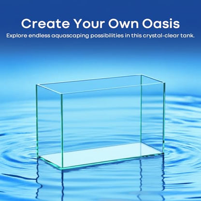 10 Gallon Glass Fish Tank Open-Back Lid, Aquarium Fish Bowl Cube for Betta Goldfish Snails Shrimp Aquatic Planting, Ultra Clear Rimless Low Iron - color: Transparency, size: 10 Gallon