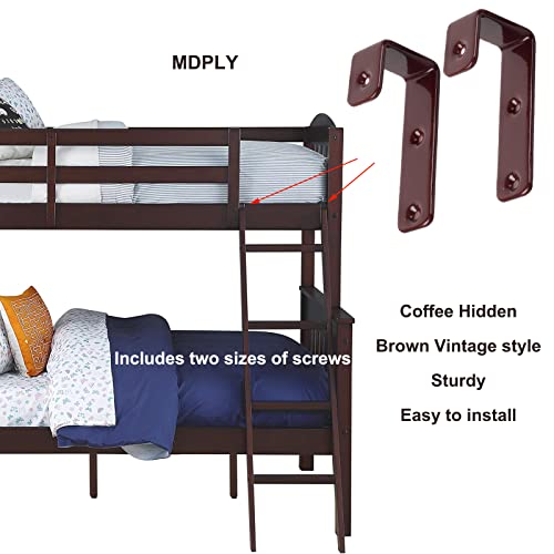 4 Pack Bunk Bed Ladder Hook, Inside 1" Kids Bunk Bed Replacement Hardware, Brown PVC Metal Loft Bed Ladder Hooks, Camper/Rv Bunk Ladder J Hook Brackets with 2 Size Screws (4 Pcak, Brown) - color: Coffee, size: 4 Pack