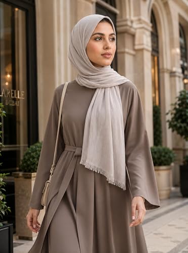Cotton Linen Plain Hijab Scarf For Women,Muslim Viscose Crinkle Edge With Fringe,Summer Beach Wrap Headwraps Shawl - color: 56#lightgrey