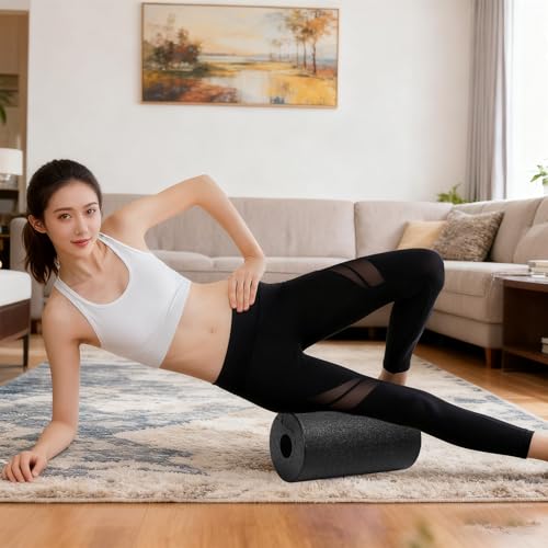 Foam Roller for Back Hollow Column Trigger Point Release Tool | Muscle Roller Foam for Yoga Stretching Sports Recovery Home Gym Post-Exercise Fitness Routine - color: Black