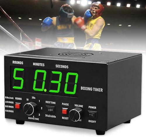 COYEUX Boxing Interval Timer, Gym Timer with LED Display, Selectable Training Time and Cycle Repetitions, Adjustable Sound, for Muay Thai/MMA/Kickboxing