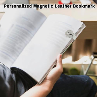 Personalized Magnetic Leather Bookmark, Custom Magnetic Leather Bookmark with Logo Text, Magnetic Bookmarks for Women, Gift for Reader, Book Lover, Men, Women, Friend, Birthday (26 Letters) - color: 26 Letters