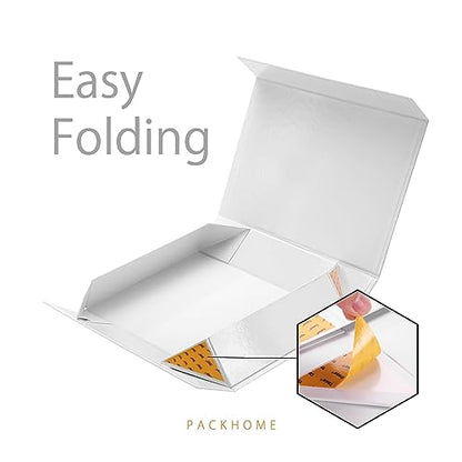 PACKHOME 6 Gift Boxes 11.5x8x2.5 Inches, Sturdy Shirt Boxes with Magnetic Lids for Multiple Occasions (Glossy White) - color: 11x7.8x2.3 Inch-White-Pack of 6