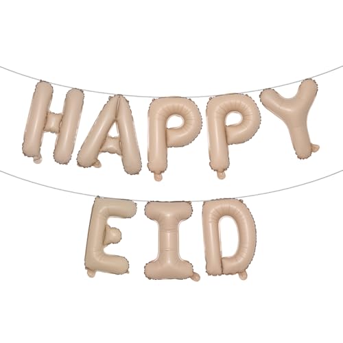 16 inch Multicolor Eid MUBARAK Foil Balloons Party Decoration Supplies RAMADAN MUBARAK Decoration Happy EID Balloons For Muslim EID Ballon (HAPPY EID Caramel) - color: Happy Eid Caramel