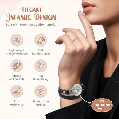 SHAHADA & Allah Bracelet AromatherapyOil Arabic Jewelry for Women–Perfect Ramadan & Islamic Gifts with Allah Pendant - color: SHAHADASilver