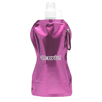 USA Merchant | Collapsible Reusable Water Bottle with Carabiner Clip Light Weight Leak Proof Foldable Drinking Water Bottle Non Toxic BPA Free - 16.9 oz 4 Pack (Pink, Purple, Red, Clear) - color: Pink,Purple,Red,Clear