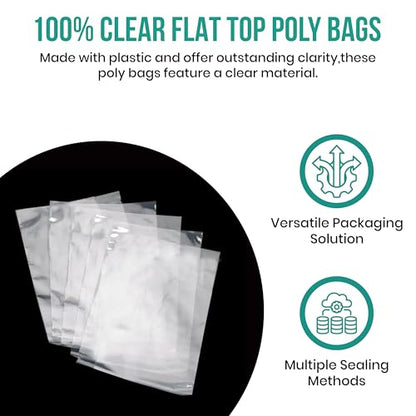 Levex - 7" x 15" (1000 Count) Open End Flat Top - 1.5-Mil Clear Poly Bags for Packaging, Shipping, Storage & Food (Bags Do Not Have a Seal or Prints) - size: 7" x 15" (1000 Pack)