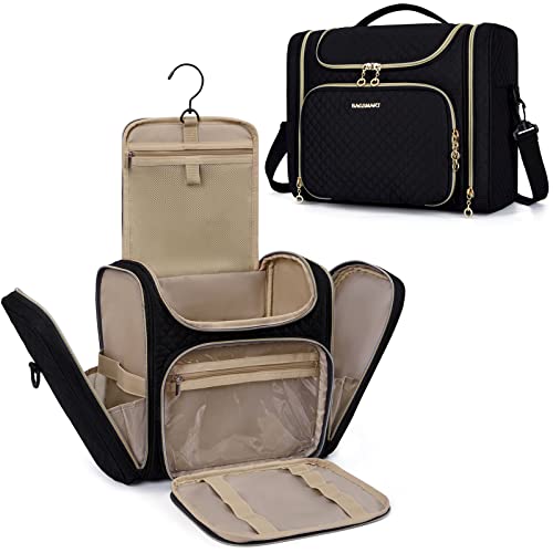 BAGSMART Women's Travel Toiletry Bag, Water-resistant Large Capacity, Black - color: Black