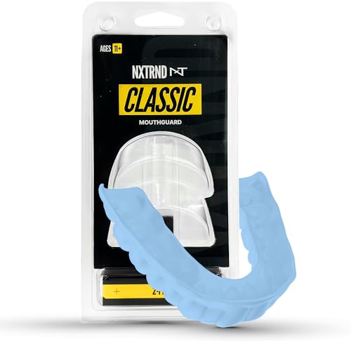 2 Pack Nxtrnd Classic Mouthguard, Custom Fit Sports Mouthpiece for Football, Boxing, MMA, Basketball, Hockey, Lacrosse, Youth & Adult (Columbia Blue) - color: Columbia Blue