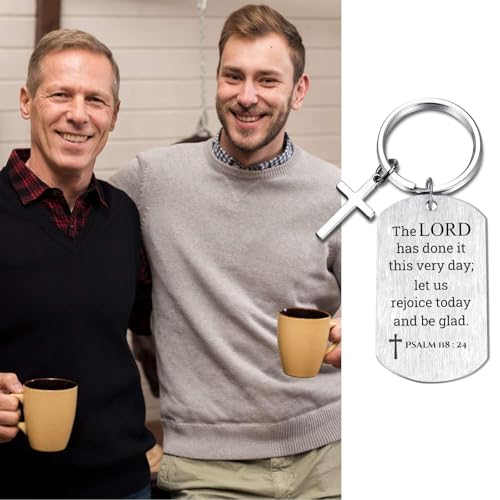 Inspirational Scripture Keychain with Cross - Bible Verse Matte Key Chain Religious Gift for Christian - style: Psalm 118:24