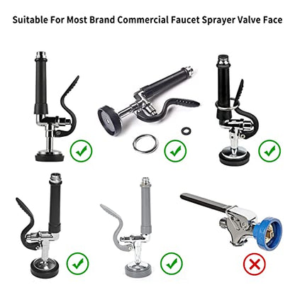 Commercial Spray Valve Repair Kit, 3 Pack Pre-Rinse Sprayer Spray Face Bumper and Screw Repair Part for All Commercial Faucet Sink Dish Sprayer Valve, Black