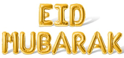 Letter Balloons - EID MUBARAK 16" Inch Alphabet Letters Foil Mylar Balloon Blessed Feast Festival Party Banner (Gold) - color: Gold