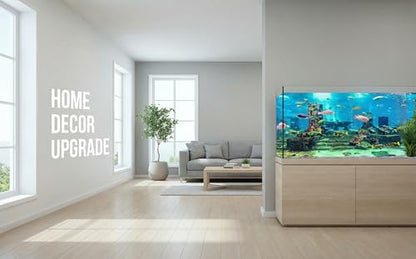 GLOGLOW Aquarium Poster, Underwater City Ruins Background Sticker Thicken PVC Adhesive Static Cling Backdrop Fish Decorative Paper(76×46cm) - size: 76×46cm