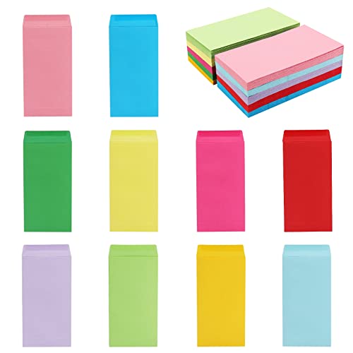 100 Pack Colorful Cash Envelopes 6.7x3.5 Fit for 100 Envelope Money Saving Challenge, 120 GSM Thick Money Envelopes for Cash, Budgeting, Check, Coin, Tickets, Jewelry, small items & collectables - color: Multicolor-100
