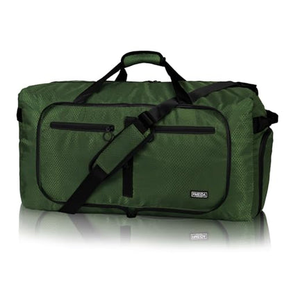 Fmeida 65L Duffle Bag with Shoes Compartment, Foldable Travel Duffel Bags for Men Women, Large Packable Travel Bag Water Repellent & Tear Resistant (Green) - color: Glossy Green