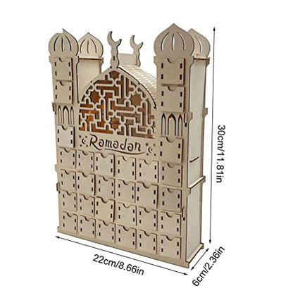 Wooden Ramadan Advent Calendar,Ramadan Countdown Calendar,30 Grid, Eid Mubarak Decorations, Decor,Eid Decor