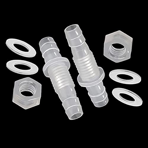 1/2" Hose ID barb Thru-Bulk Bulkhead Fittings, Union Adapter Plastic Fittings with Stainless Steel Washers for Aquarium Water/Fuel/Air, Pack of 2 - size: 1/2 Inch, style: 2
