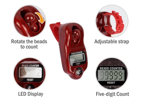 Digital Beads Counter, 3 Pieces Digital Tasbih Tally Counters, Resettable Finger Counter, Digital-Counter with Compass,Electronic Rotating Prayer Beads Counters,for Meditation,Muslim Prayer