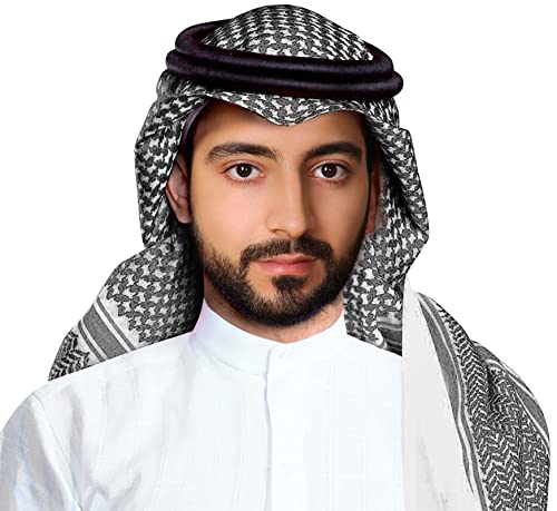 JPXH Arab Tactical Desert Headwear Muslim Palestinian Scarf Men's Halloween Costume Accessories - color: Black-q