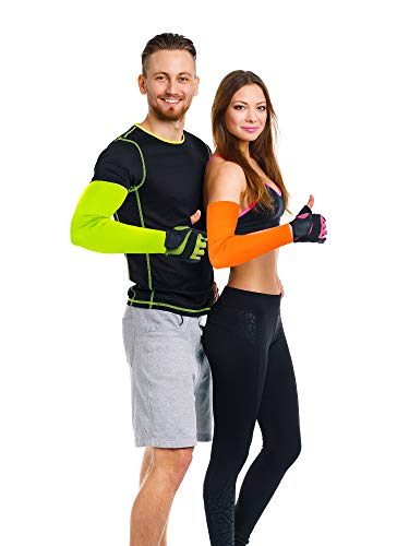 Bememo 9 Pairs UV Protection Sleeves Cooling Sleeves Long Arm Covers Arm Sleeves for Men and Women - color: Bright Colors