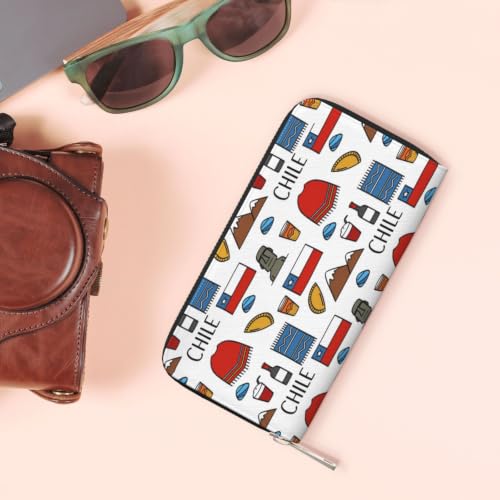 Chilean Culture PU Leather Long Wallet for Women Men, Zipper Clutch Wallet RFID Card Holder Organizer - color: Chilean Culture