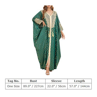 Embroidered Abaya Kaftans for Women Modern Elegant Dubai Moroccan Dubai Kaftan Dresses Abaya for Women Muslim Dress - color: Dark Green