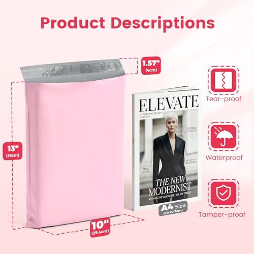 Metronic Poly Mailers 10x13 1000 Pack, Small Bulk Shipping Bags for Clothes | Heavy Duty Self Seal Waterproof Tear-resistant Packaging Bags, Mailing Envelopes for Clothing, Small Business, Light Pink. - size: 10X13 1000PC