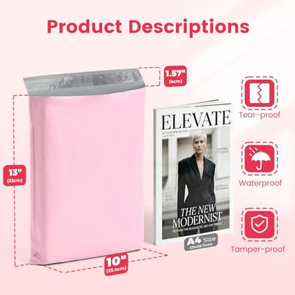 Metronic Poly Mailers 10x13 1000 Pack, Small Bulk Shipping Bags for Clothes | Heavy Duty Self Seal Waterproof Tear-resistant Packaging Bags, Mailing Envelopes for Clothing, Small Business, Light Pink. - size: 10X13 1000PC