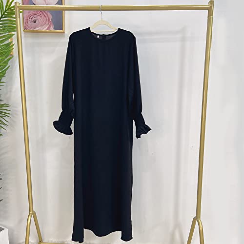 Women Prayer Dress Muslim Ramadan Garment Abaya Dubai Islam Jilbeb Long Dress Without Hijab - color: Black, size: Small