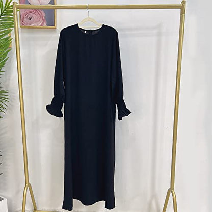Women Prayer Dress Muslim Ramadan Garment Abaya Dubai Islam Jilbeb Long Dress Without Hijab - color: Black, size: XX-Large