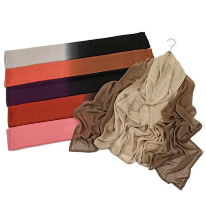 Fashion Gradient Color Hijab Scarf for Women Soft Modal Instant Jersey Hijab Head Wraps Long Shawls - color: Color 1