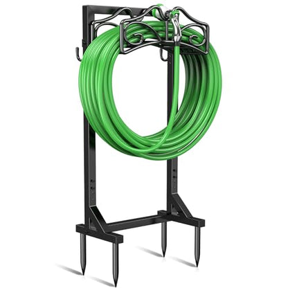 Garden Hose Holder, Heavy Duty, Freestanding for Outside, Metal | Detachable Water Hose Holder Stand, Garden Hose Reel Rack and Hose Storage Organizer for Outside Yard